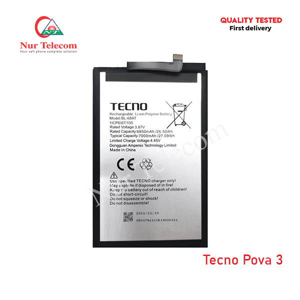 Tecno Pova 3 Battery Price in Bangladesh