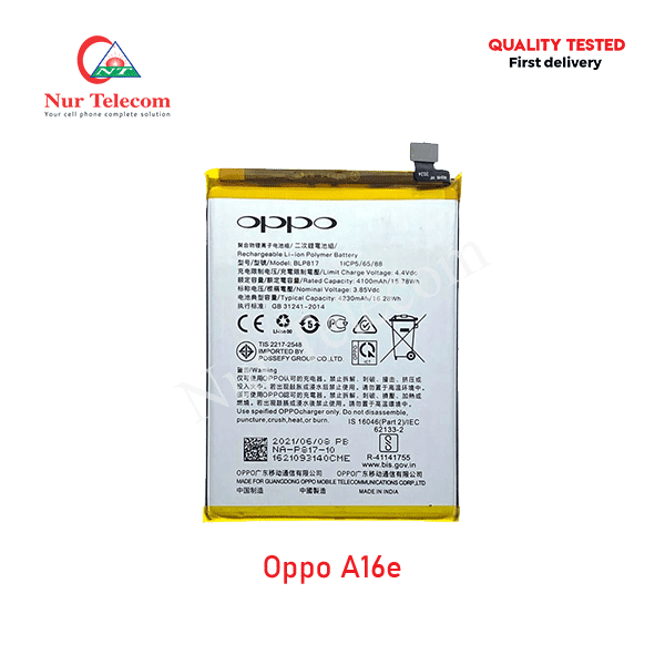 Oppo-A16e-Battery-Price Oppo A16E battery backshell price